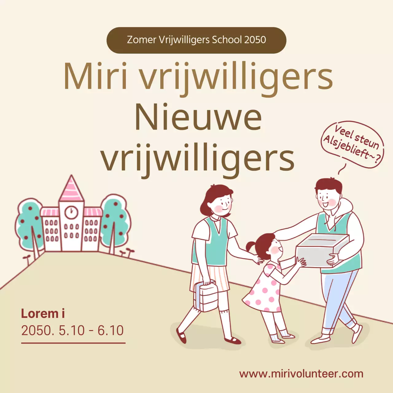 Zomer vrijwilligerswerk op een beige achtergrond