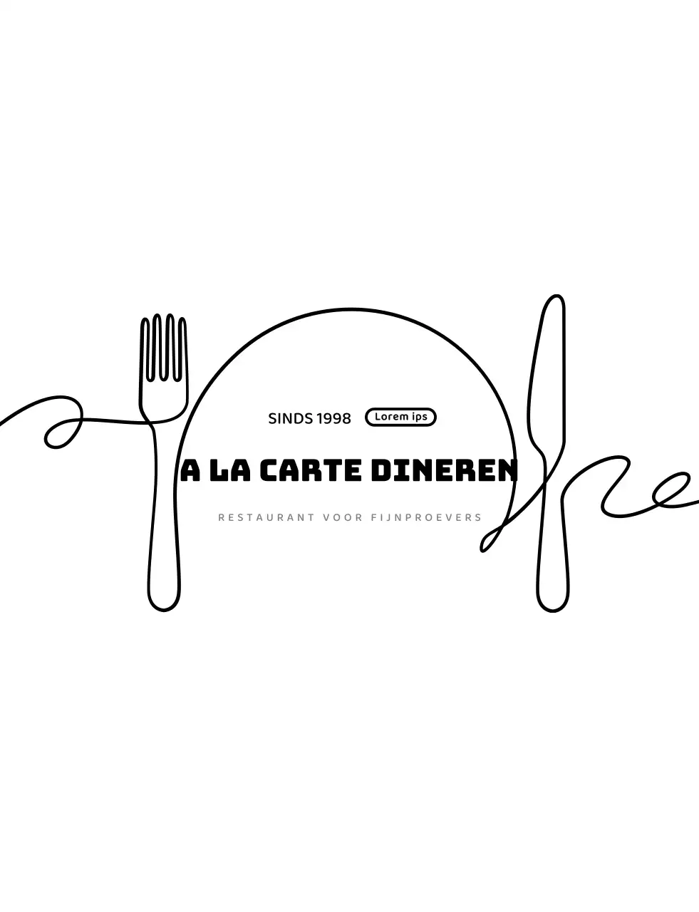 Eenvoudig restaurantlogo in wit en zwart