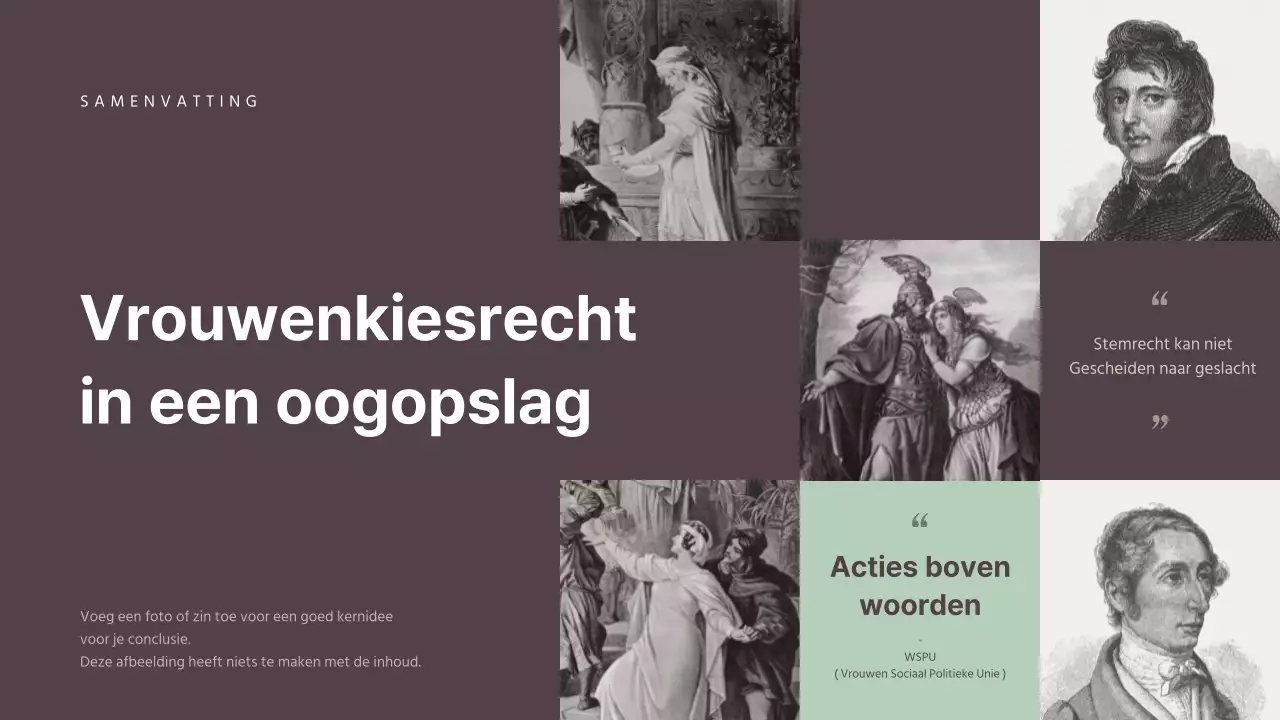  Een ingetogen concept presenteren voor een wereldwijde opdracht voor vrouwenkiesrecht