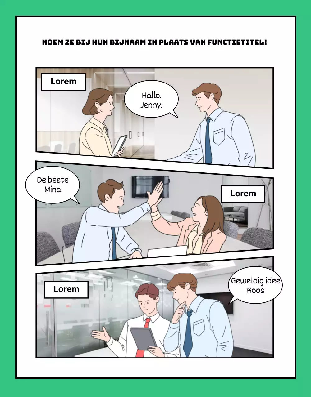 Detailpagina met bedrijfsnieuws in webtoonformaat