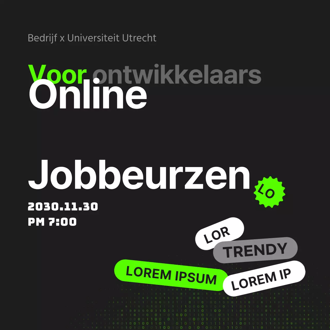 Online vacatures in zwart en fluorescerende kleuren
