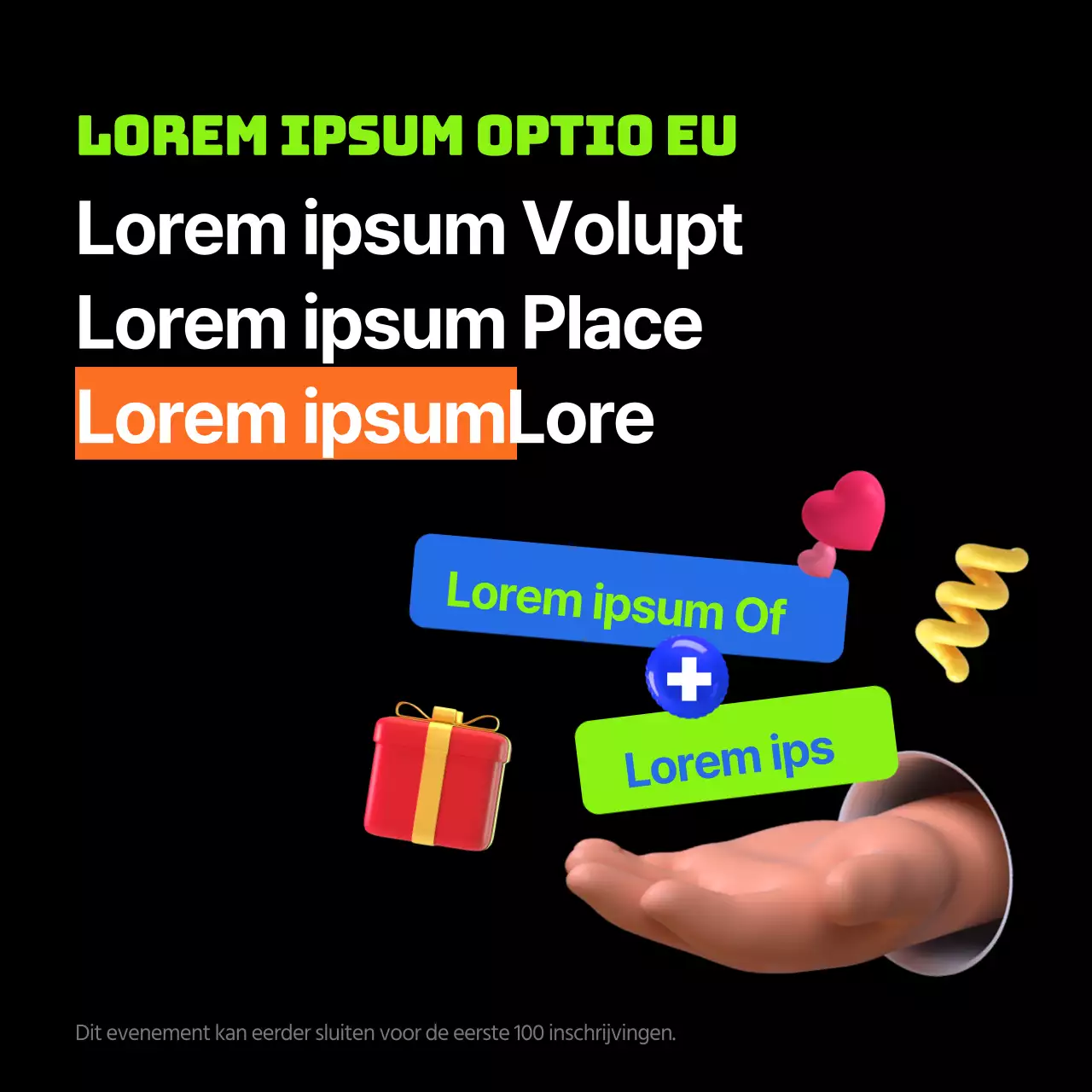 Een eenvoudig challenge-evenement met een zwart 3D-thema (CardNews)