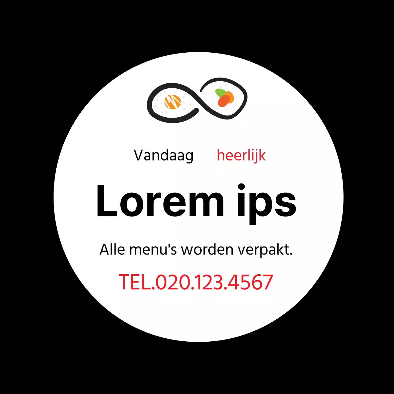 Zwarte illustratie schoon restaurant kimbap promotie label