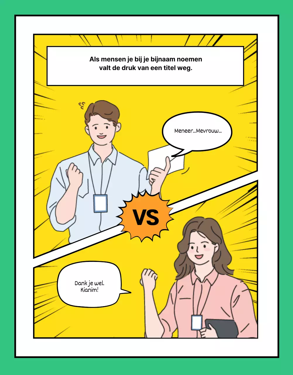 Detailpagina met bedrijfsnieuws in webtoonformaat