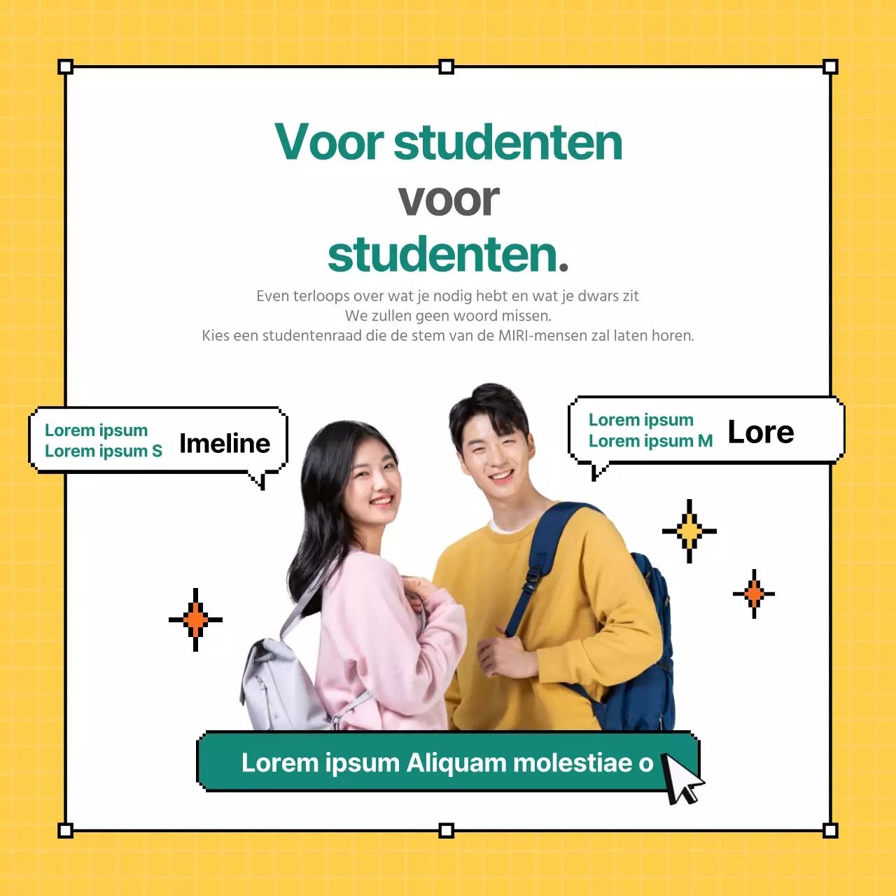 Pixelontwerp met gele achtergrond CardNews