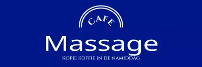 Eenregelig schortontwerp met cafétekstlogo versierd met een lijnboog