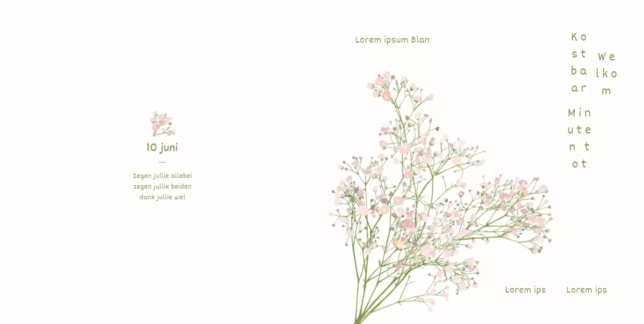 Beleefde en sentimentele huwelijksuitnodiging met roze gipskruidillustratie