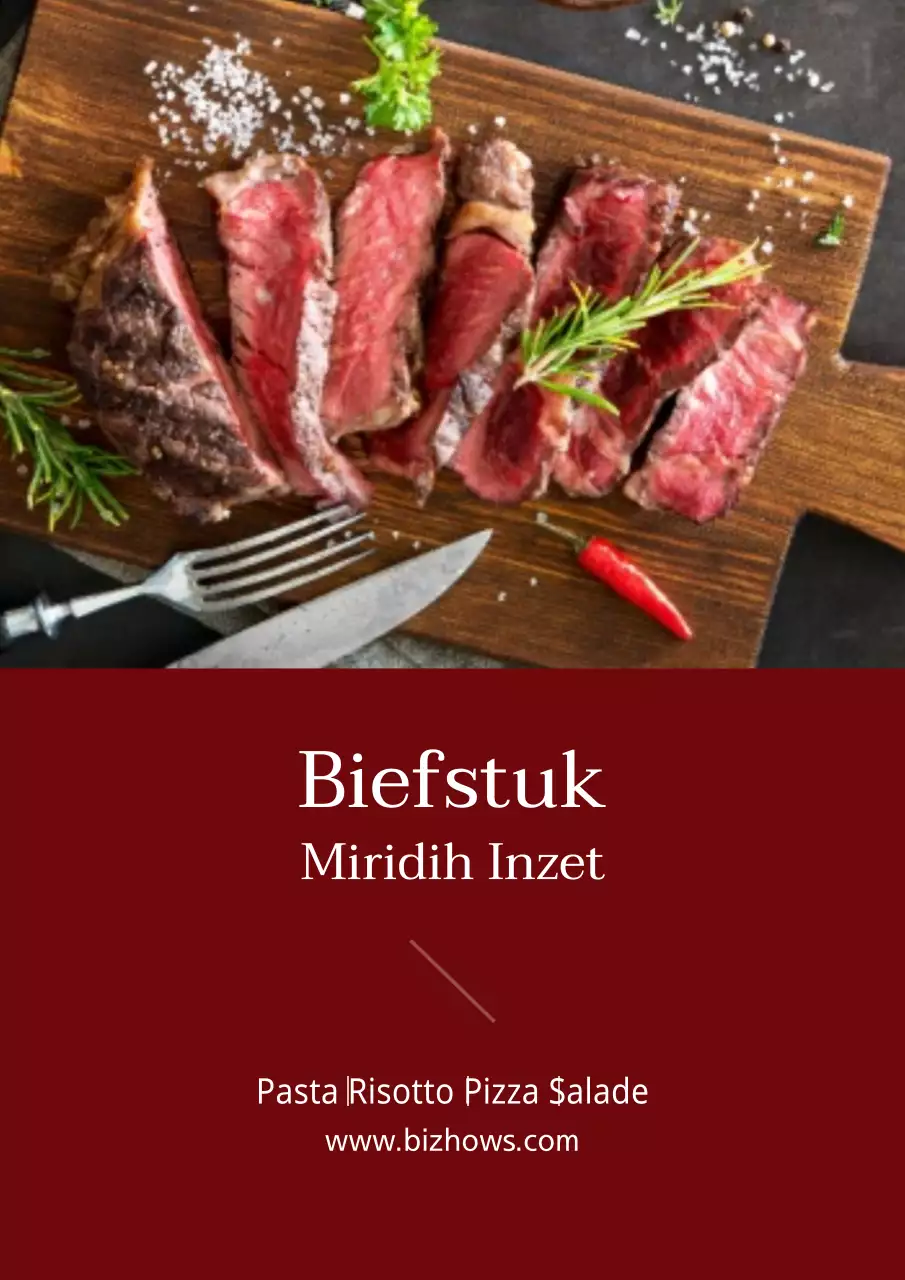 Burgundy's menu met schone vormen promoten