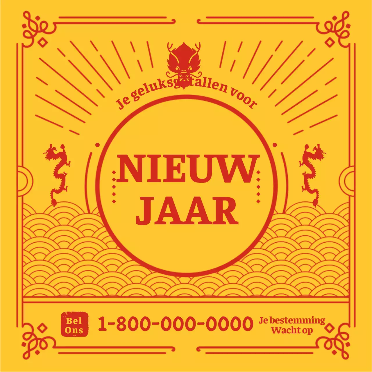 Nieuwjaar horoscoop thema met een geel-rood sjamanistisch amulet concept