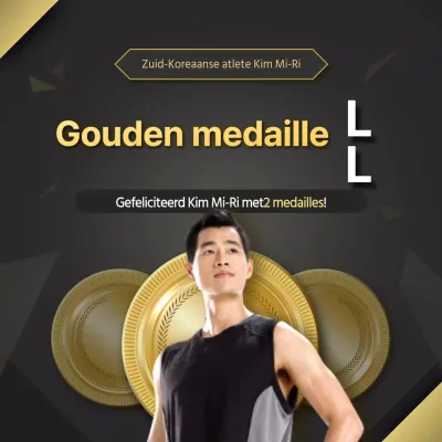 Gefeliciteerd met het winnen van een medaille met zwarte en gouden tekstmarkering