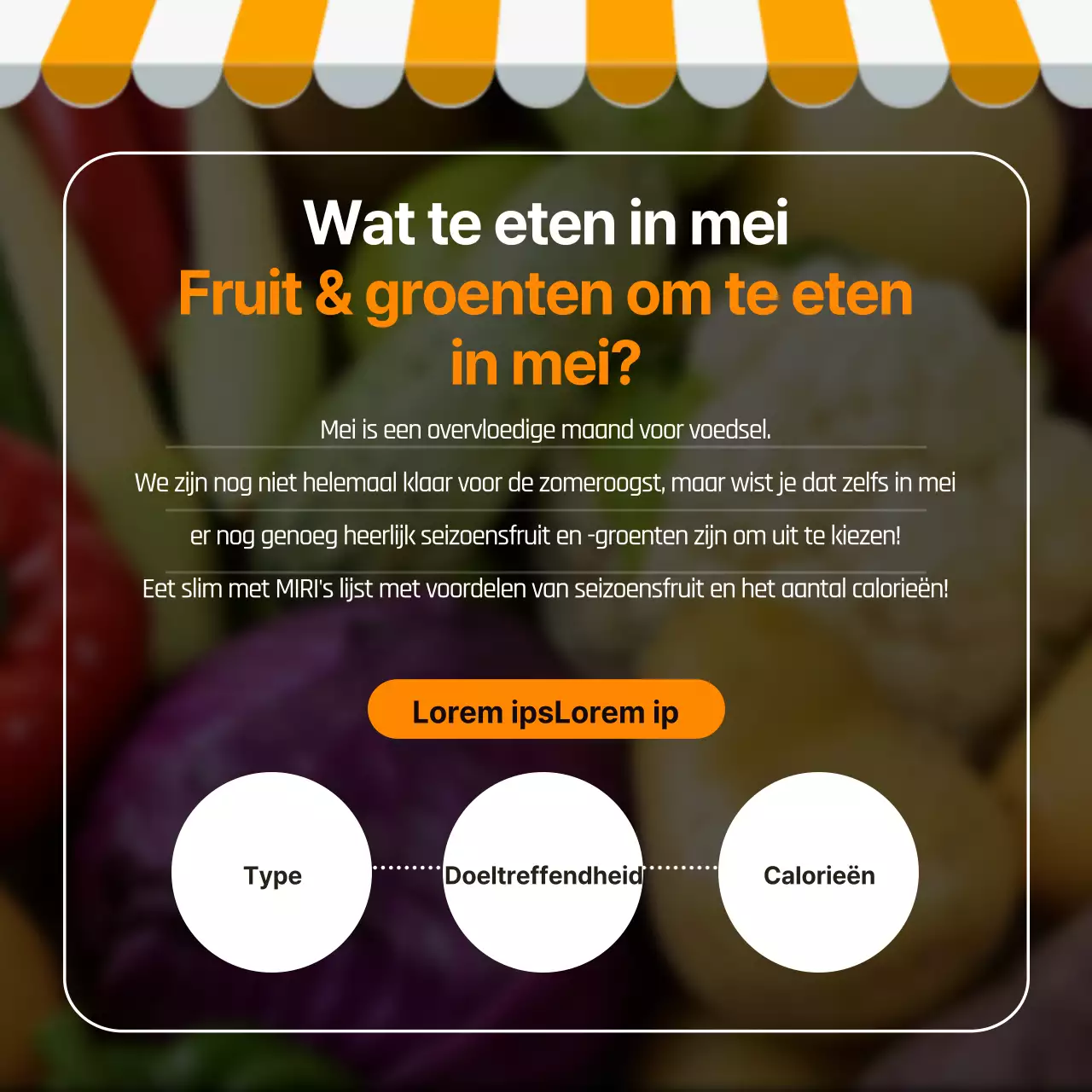 Seizoensfruit en -groenten van mei CardNews ontwerp in geel en groen