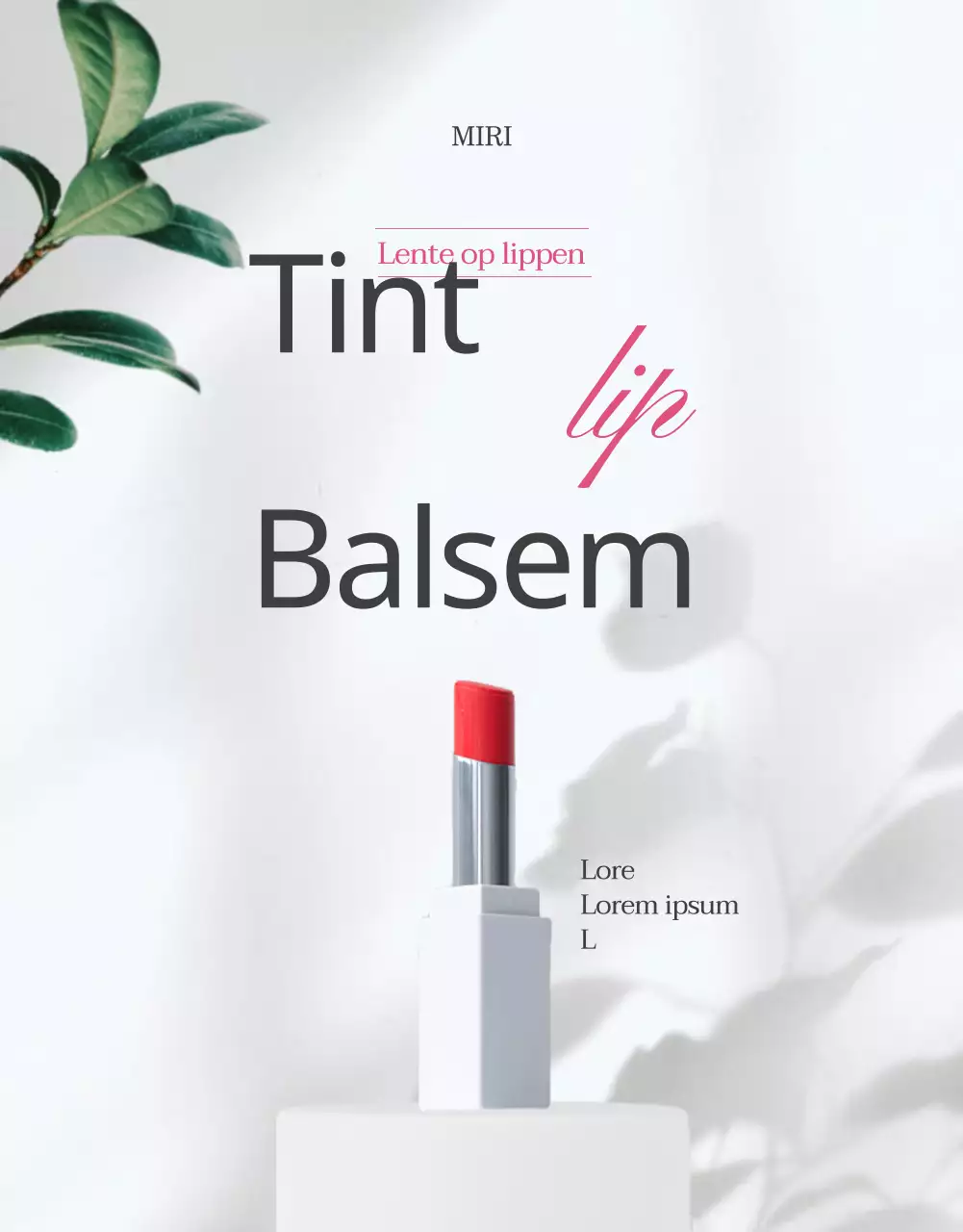 Introductie van een schone en elegante lippenbalsem in wit en roze