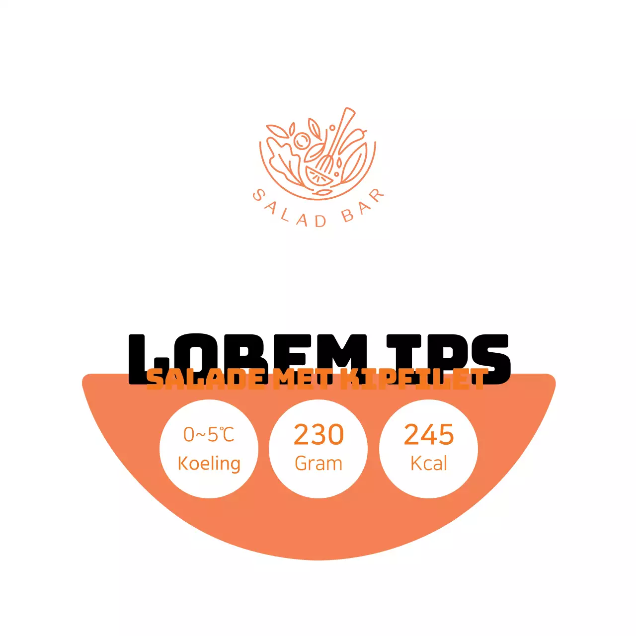 Keurige labels voor witte en oranje kipfilet salade