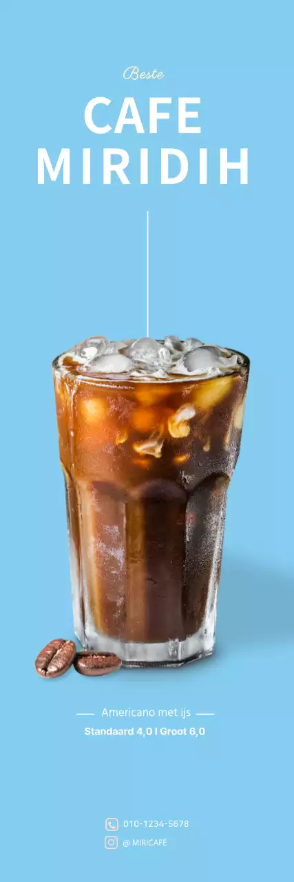 Lichtblauwe eenvoudige hangende banner voor een Americano café