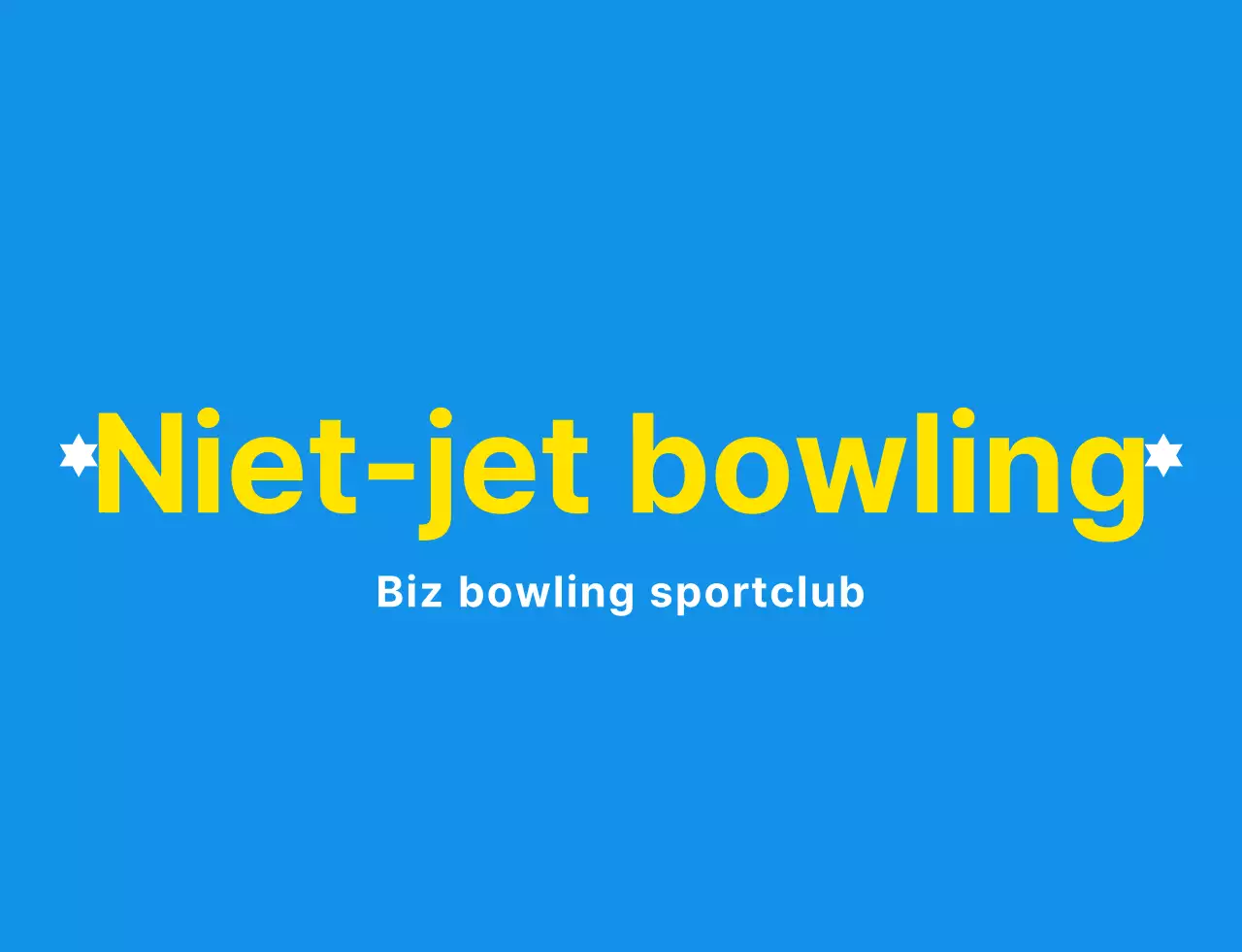 Een strakke bowlingillustratie en embleemlogo in lichtblauw, wit en geel voor een bowling sportclub.