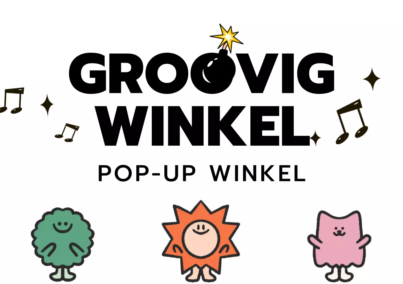 Een redactiewinkel met hippe en schattige karakterillustraties