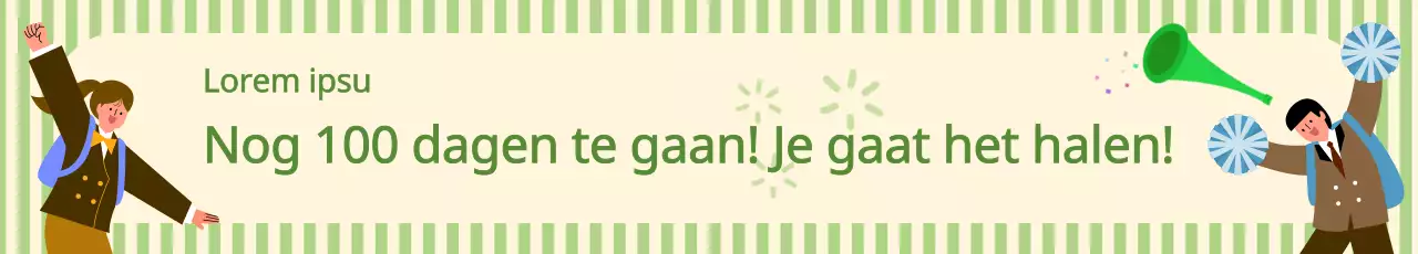 SAT back-to-school cheer banner met illustratie op gestreepte achtergrond