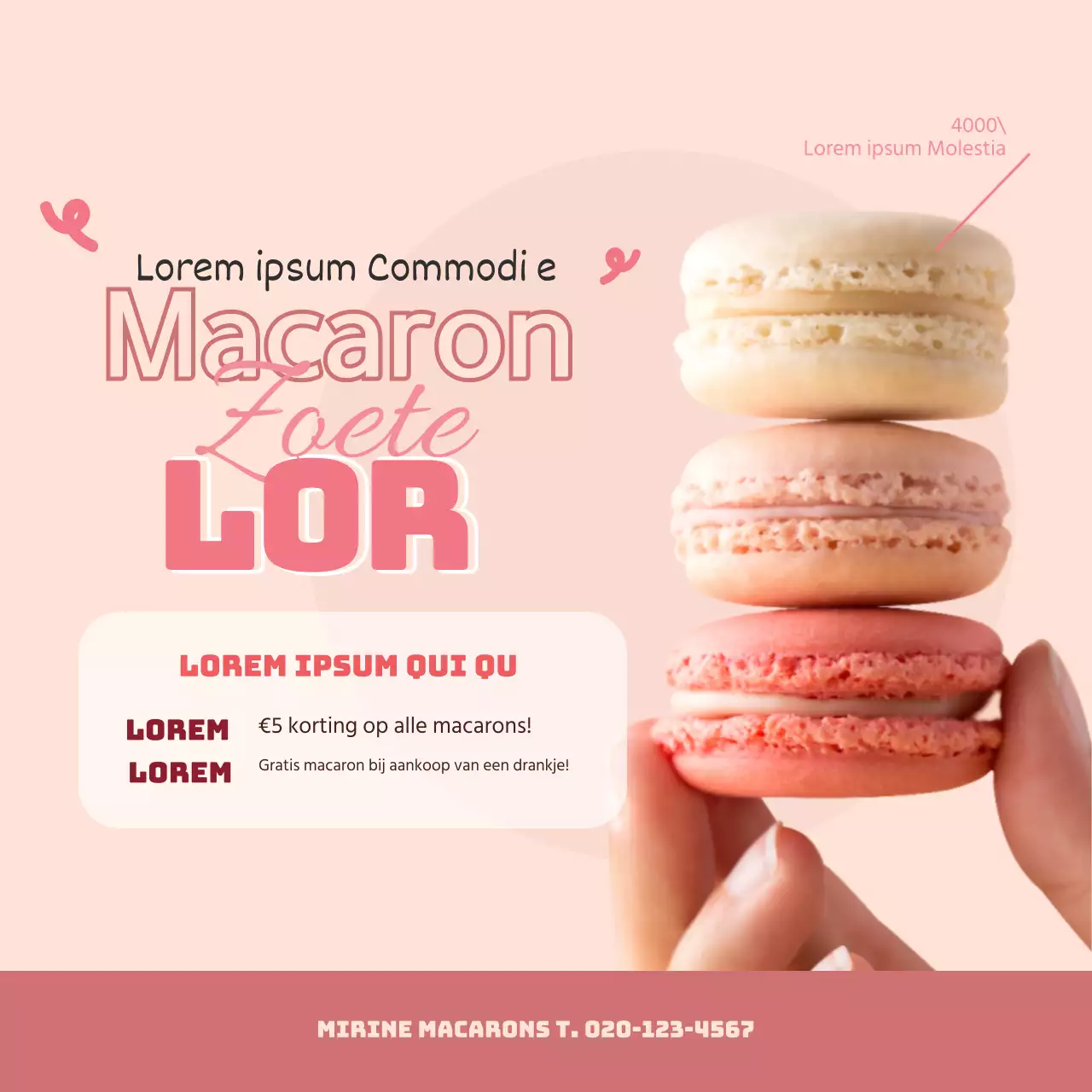 Promoot leuke desserts door roze foto's te benadrukken