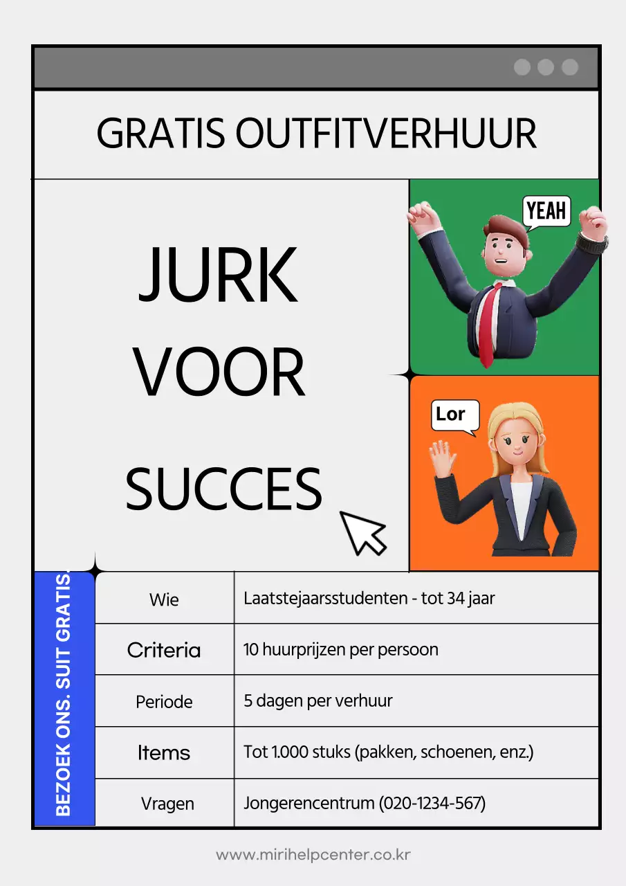 Huur een pak in neutraal groen, oranje en blauw met een computerconcept