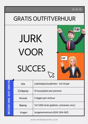 Huur een pak in neutraal groen, oranje en blauw met een computerconcept