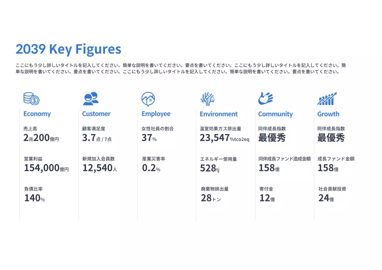 青 モダン ビジネス 報告書 プレゼンテーション