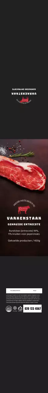 Zwarte foto kruiden entrecote labels