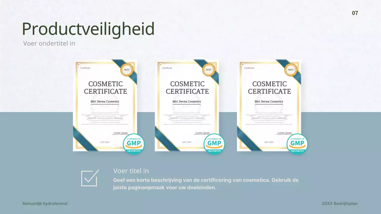 Businessplan voor een donkergroen dermacosmeticaconcept