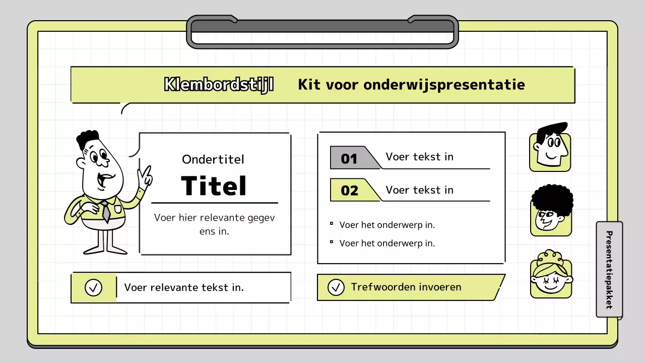 Klembord concept educatieve presentatie kit in lime en wit