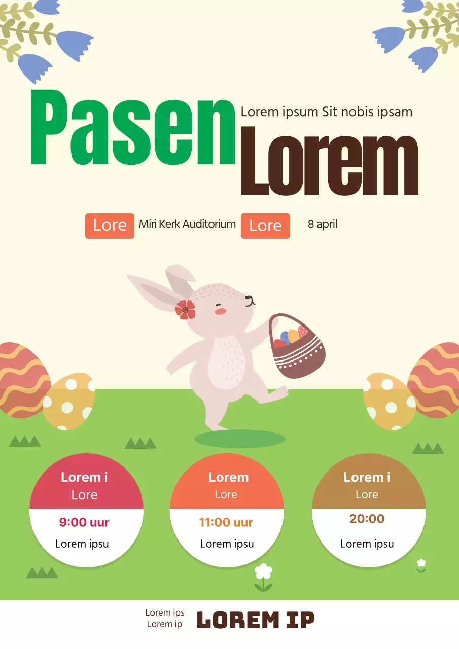 Groene illustratie schattige kerk paasdienst promotie