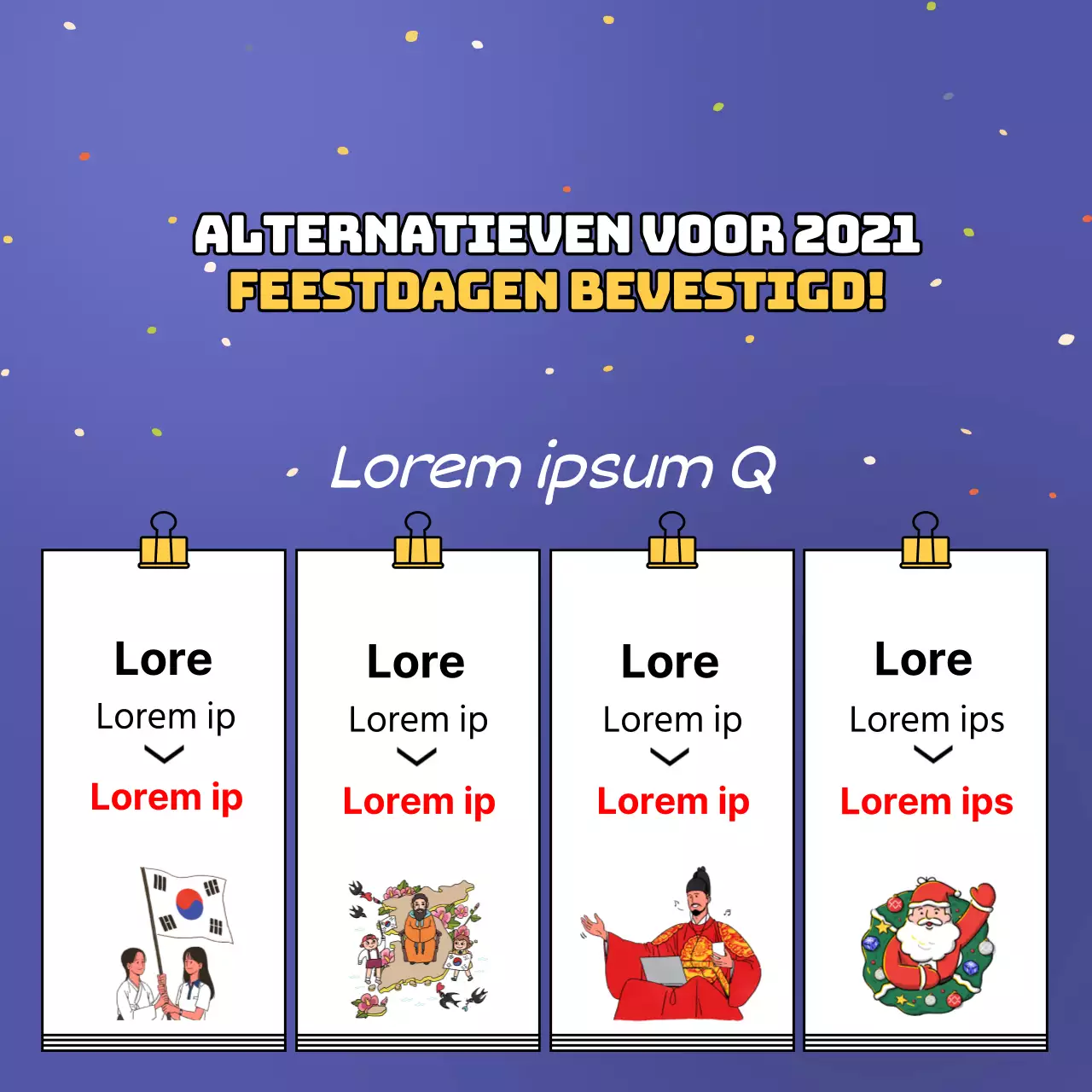 Alternatieve vakantieaankondiging met een paars en geel geïllustreerd notitieblokgevoel