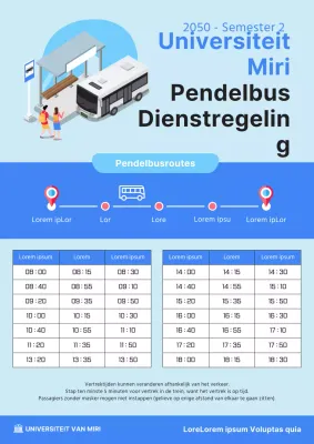 Eenvoudige blauwe en lichtblauwe shuttle bus dienstregeling gids