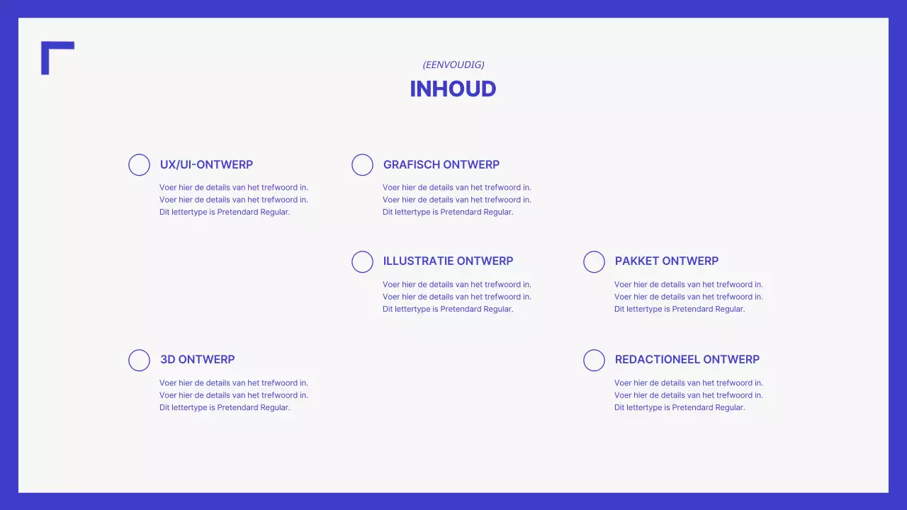 Een eenvoudige portfolio in blauw en wit