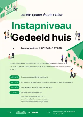 Gedeelde huis webposter voor werkzoekenden met groene illustratie concept