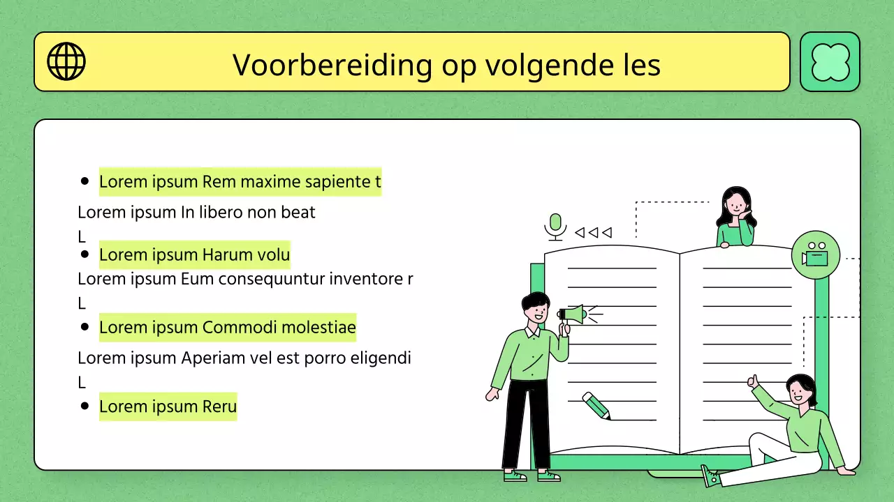 Onderwijsthema met lichtgroene kleur en eenvoudige lijnillustratie