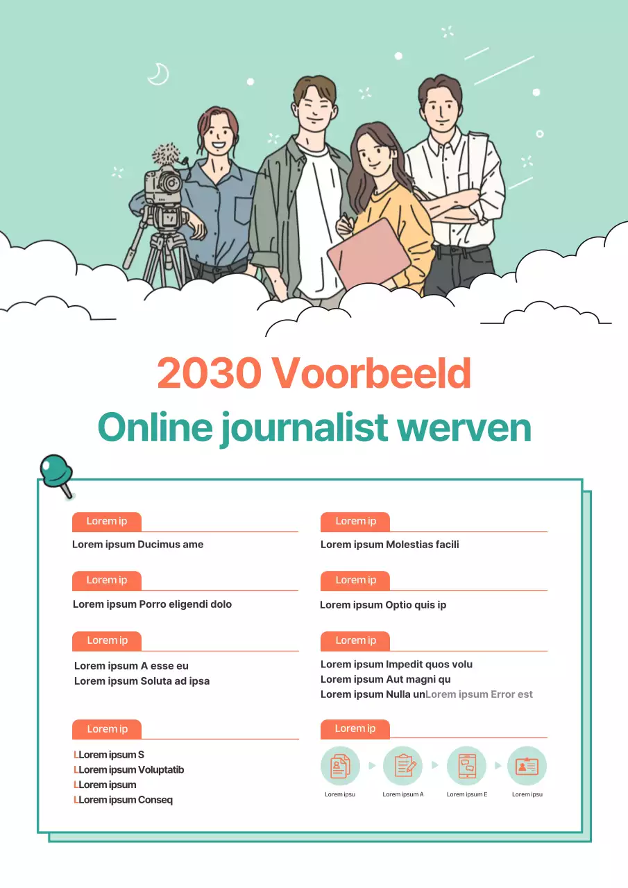 Een schone, mintkleurige geïllustreerde vacature webposter