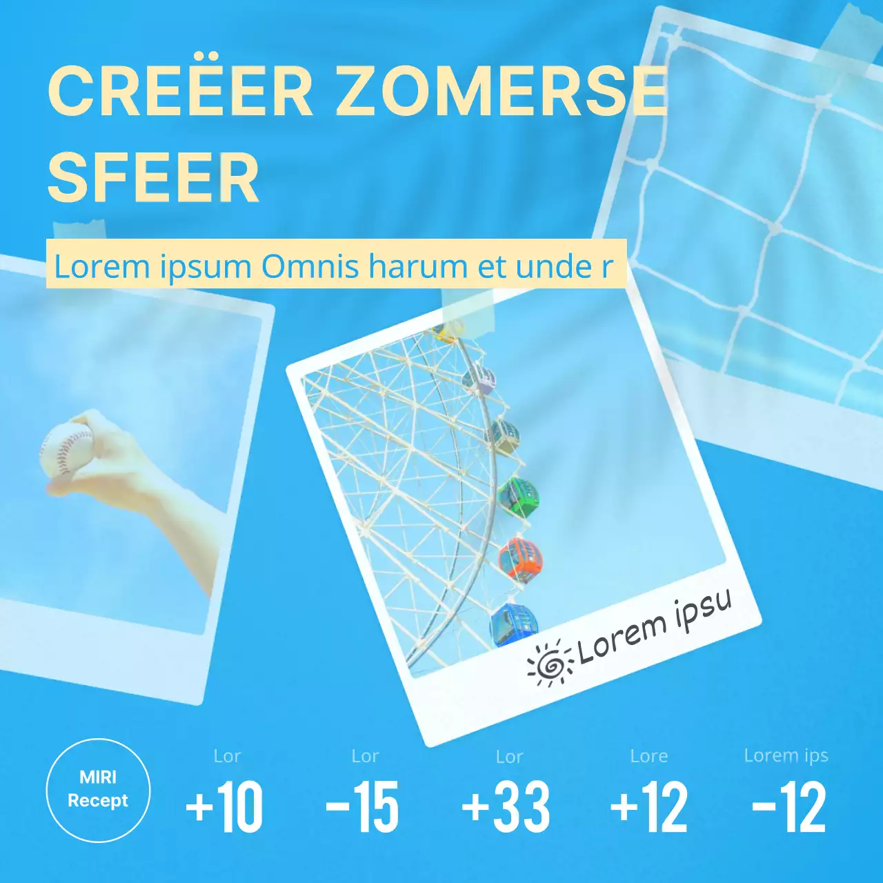 Hoe retoucheer je een lichtblauwe en gele polaroid?