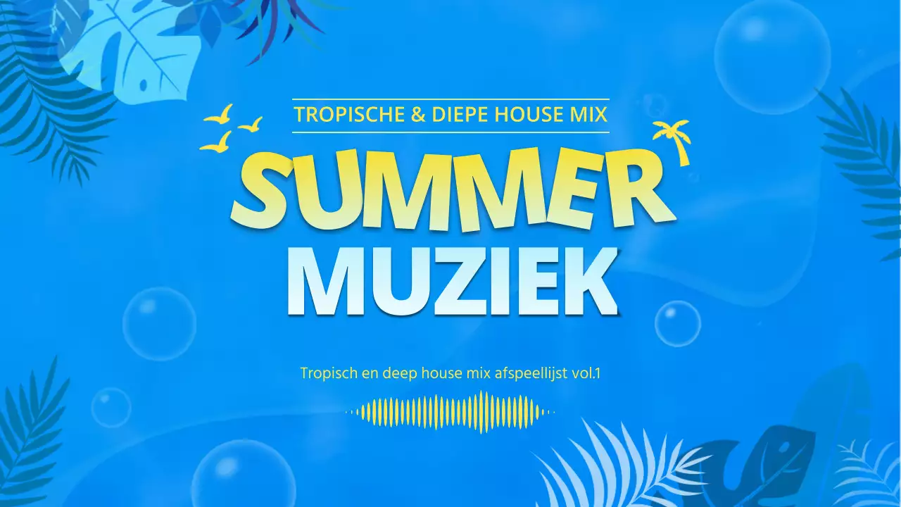 Thumbnail van een afspeellijst met tropische zomernummers met een blauw oceaangevoel