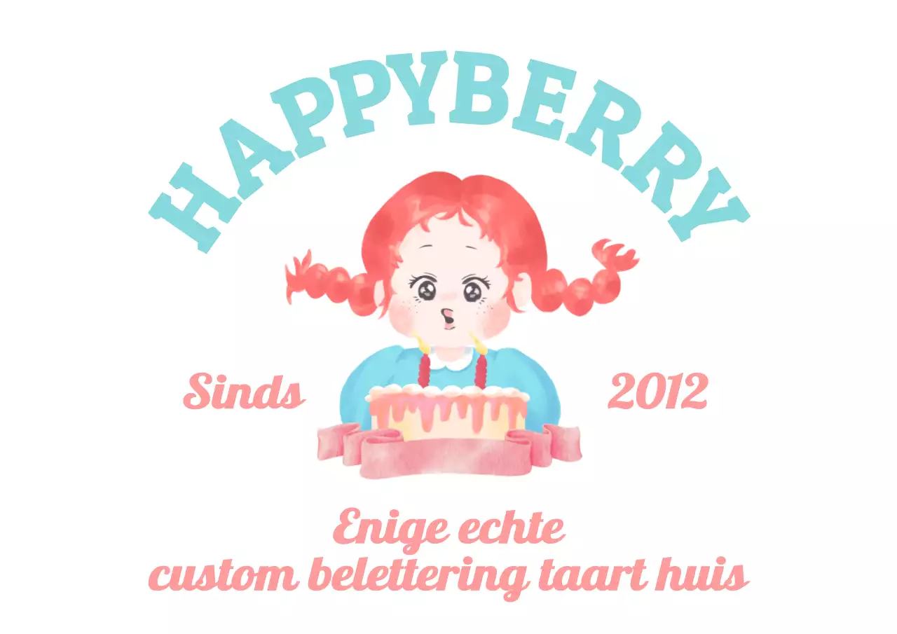 Concept aquareltekening in lichtblauw en roze voor promotie en bewegwijzering voor een handgemaakte taartenwinkel.