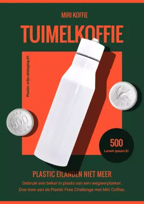 Uitdaging om een groene en oranje moderne cafétrommel te gebruiken