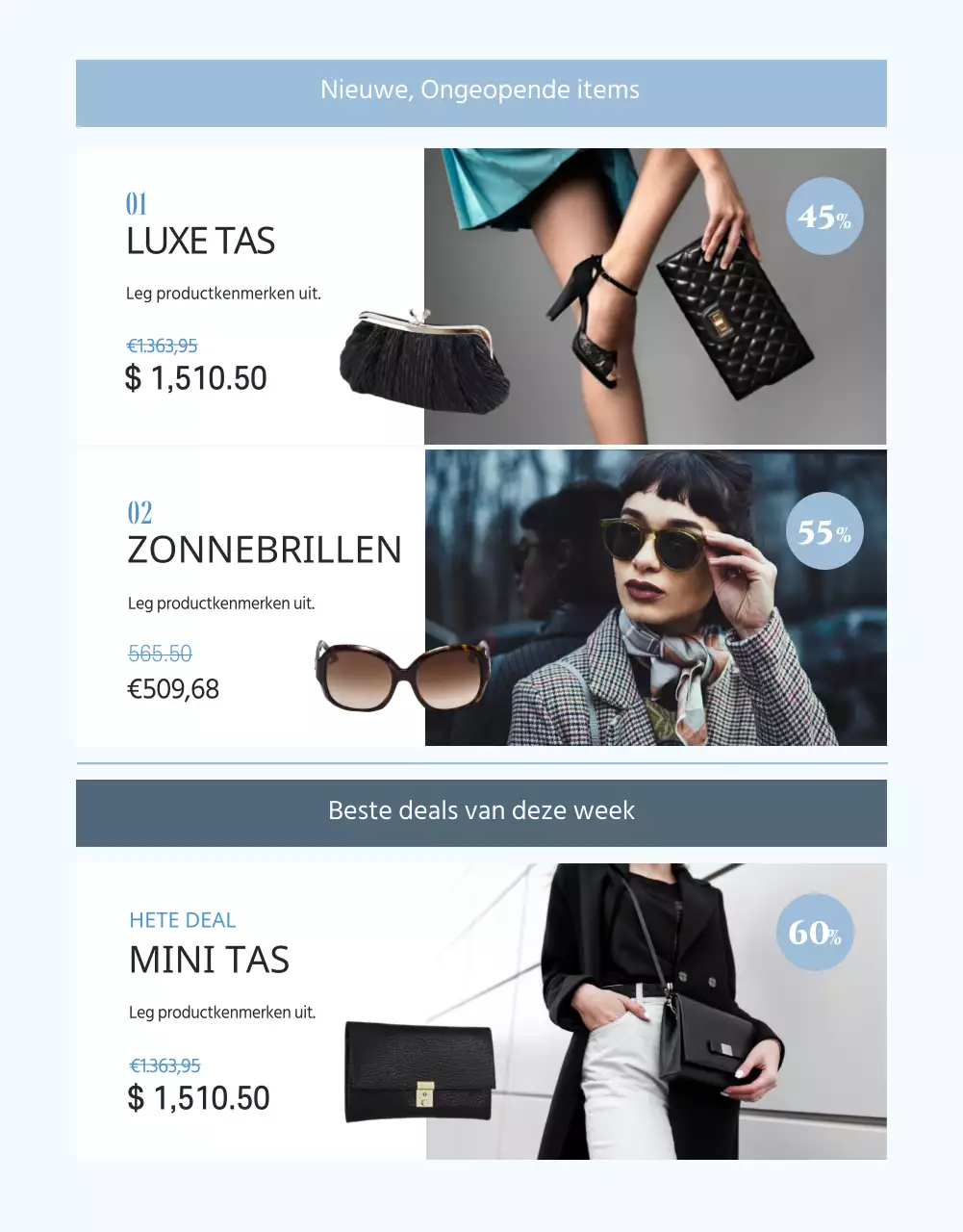 Lichtblauw Instagram vernieuwd productgids thema