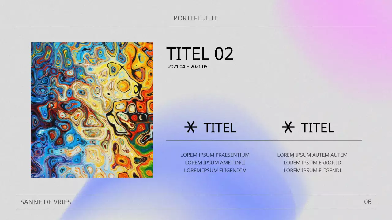 Een moderne portfolio in roze en blauw