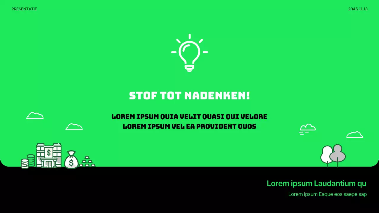 Minimalistische presentatie voor economisch onderwijs voor jongeren in limoengroen en zwart