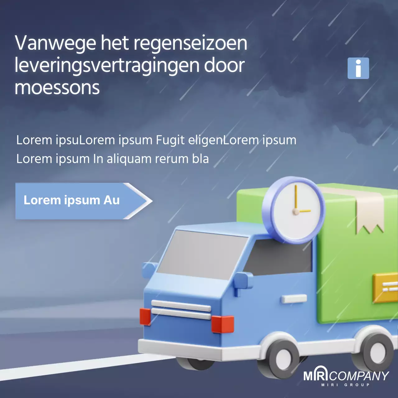 Een eenvoudige kennisgeving van leveringsvertraging in marineblauw en lichtblauw