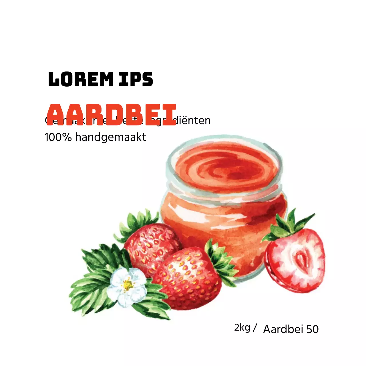 Etiketten voor zelfgemaakte jam van aardbeien