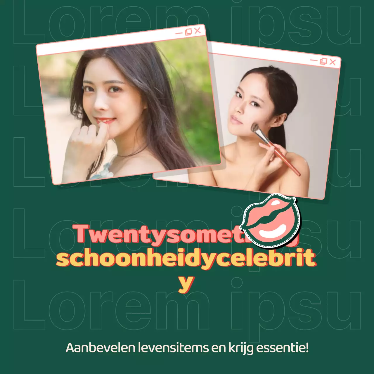 De twintigjarige gebeurtenis van de schoonheidsberoemdheid met twee vrouwelijke modellen in groen achtergrondkader