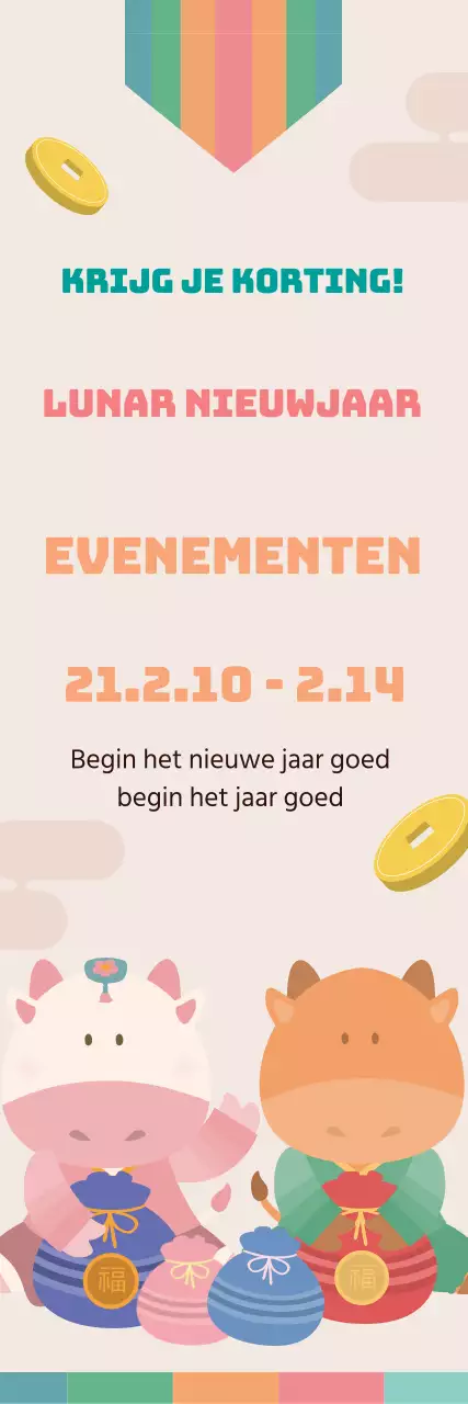 Vijf kleurenillustraties Leuke traditionele nieuwjaarsevenementen