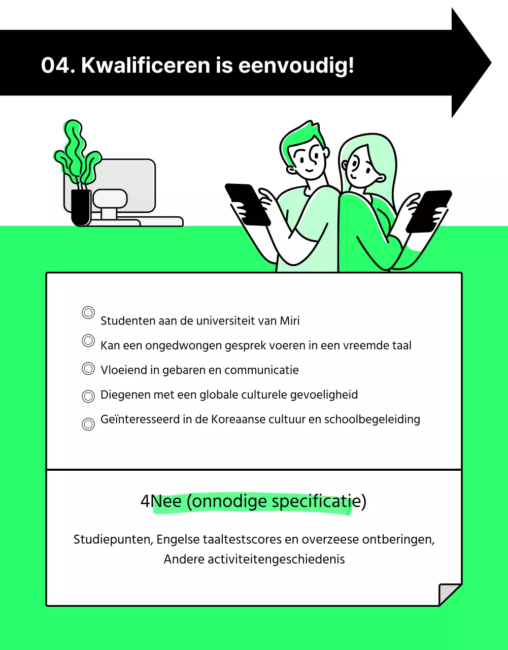 Uitleg over werving van internationale studenten in witte en zwarte highlights