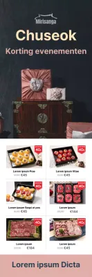 Chuseok-aanbiedingen met foto's van cadeausets verpakt in furoshiki