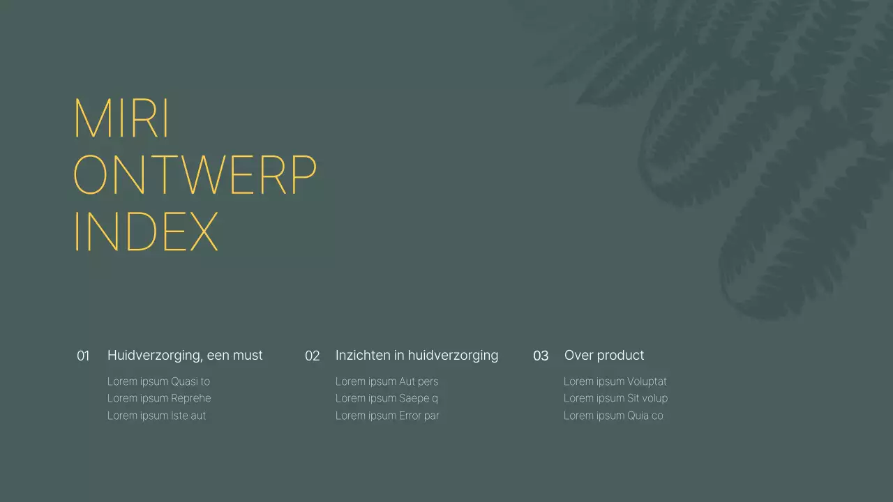 Groene, zwarte toon schoonheidsverzorgingsproductengids