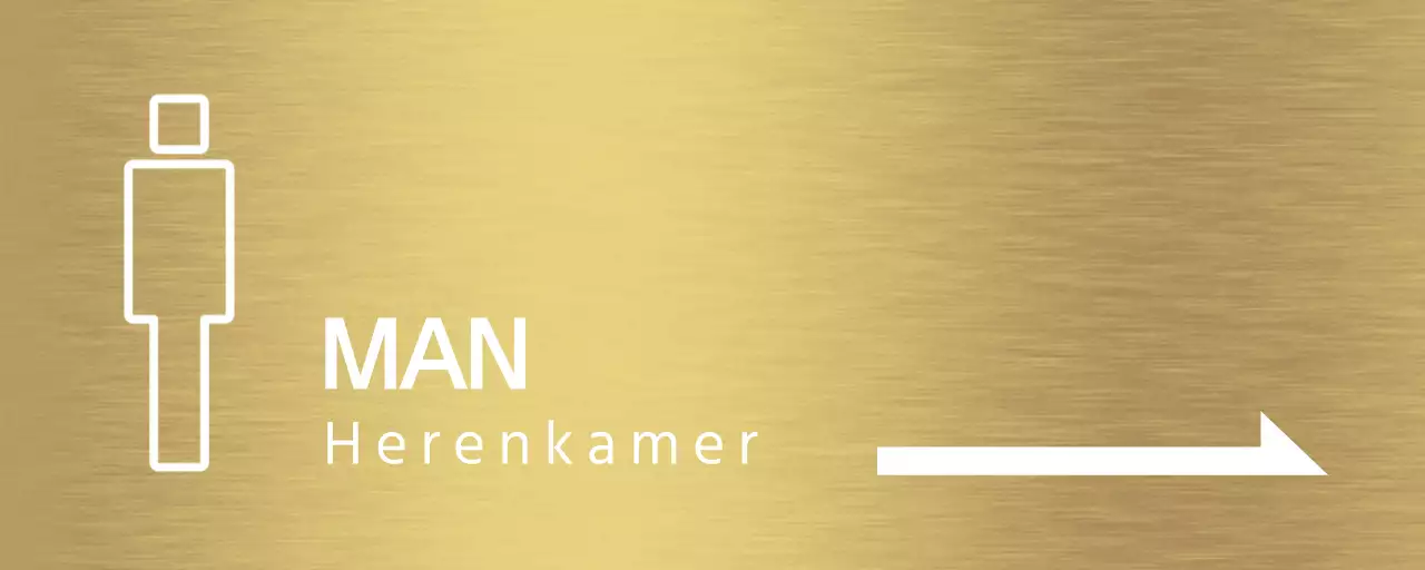 Toiletinstructies met witte menselijke pictogrammen en pijlen